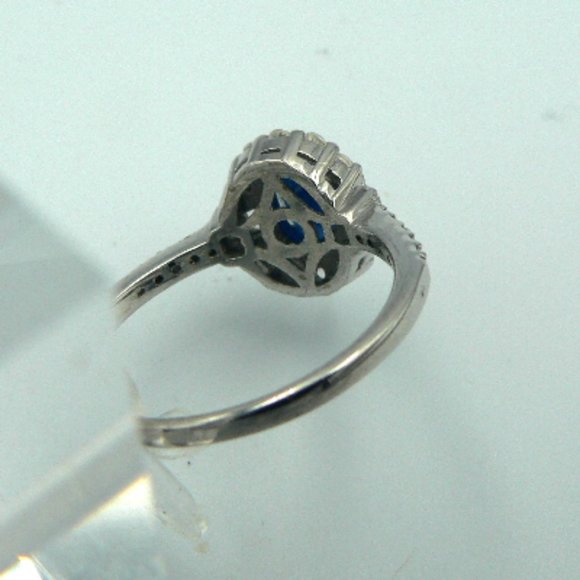 Sz 8 Genuine Kanchanaburi Blue Sapphire Halo Ring - Picture 4 of 6